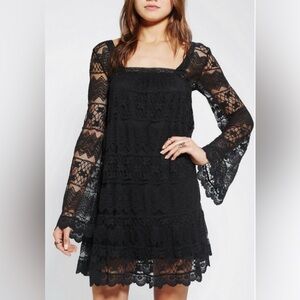 NWT Urban Outfitters Black long sleve lace dress, S
